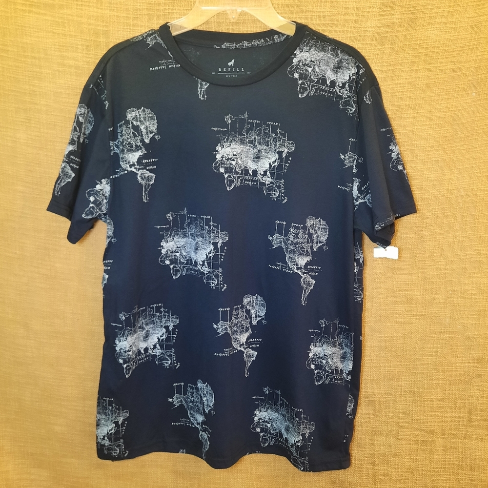 Map Print Navy Tee Medium